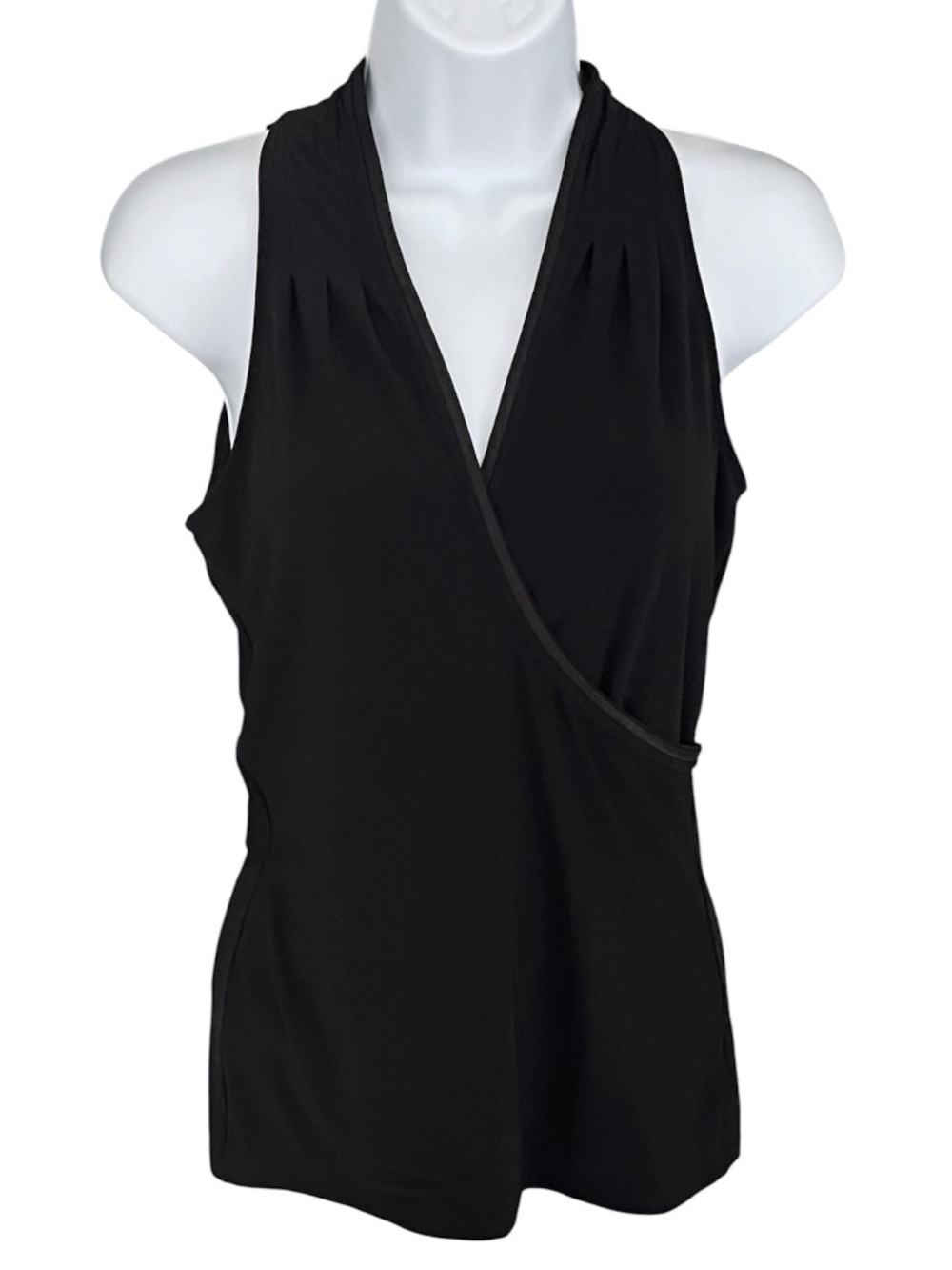 White House Black Market matte jersey wrap sleeveless top, Size XS.